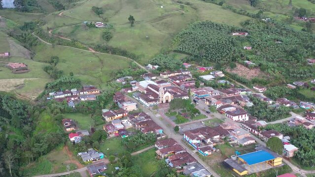 Small town in Andes, Colombia. Antioquia region,