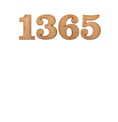 Number 1365 - Piece of wood isolated on white background