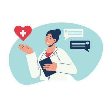 doctor holding tablet with red heart clip art preview