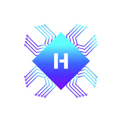 Creative Letter H logo design with point or dot symbol