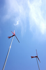 Directional indicator in the blue sky.
