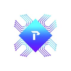 Creative Letter P logo design with point or dot symbol