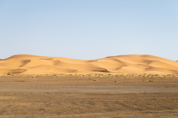 Fototapeta na wymiar Dunas de Merzouga en el desierto del Sahara, Marruecos, Septiember 2018