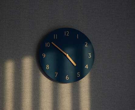 Wall clock and various light images.

