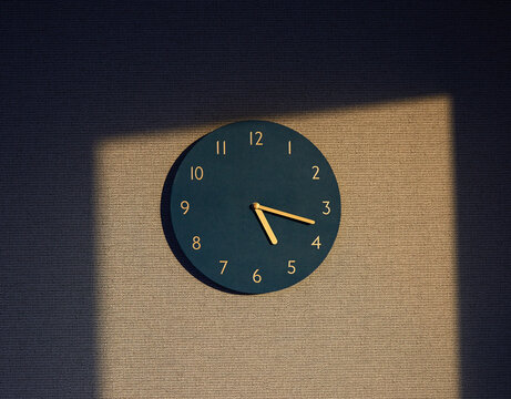 Wall clock and various light images.
