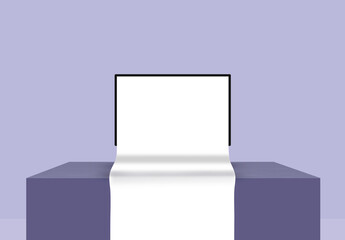 Laptop with Blank Long Screen Scroll Mockup
