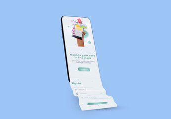 Mobile with 3D Elements Long Screen Scroll Mockup