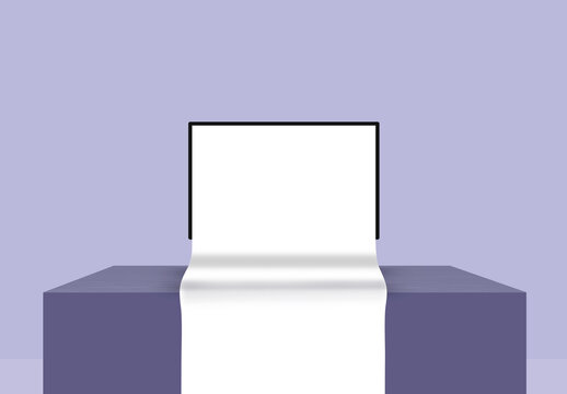 Laptop with Blank Long Screen Scroll Mockup