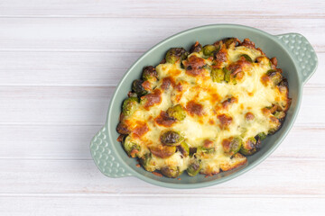 Brussels sprouts baked with cheese, gratin
