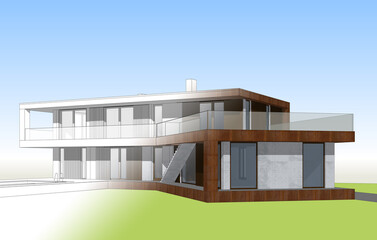 house architecture design 3d illustration