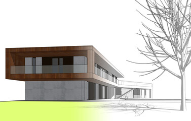 house architecture design 3d illustration