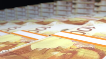 100 Israeli shekels money composition. Financial background. Many banknotes and wads of money....
