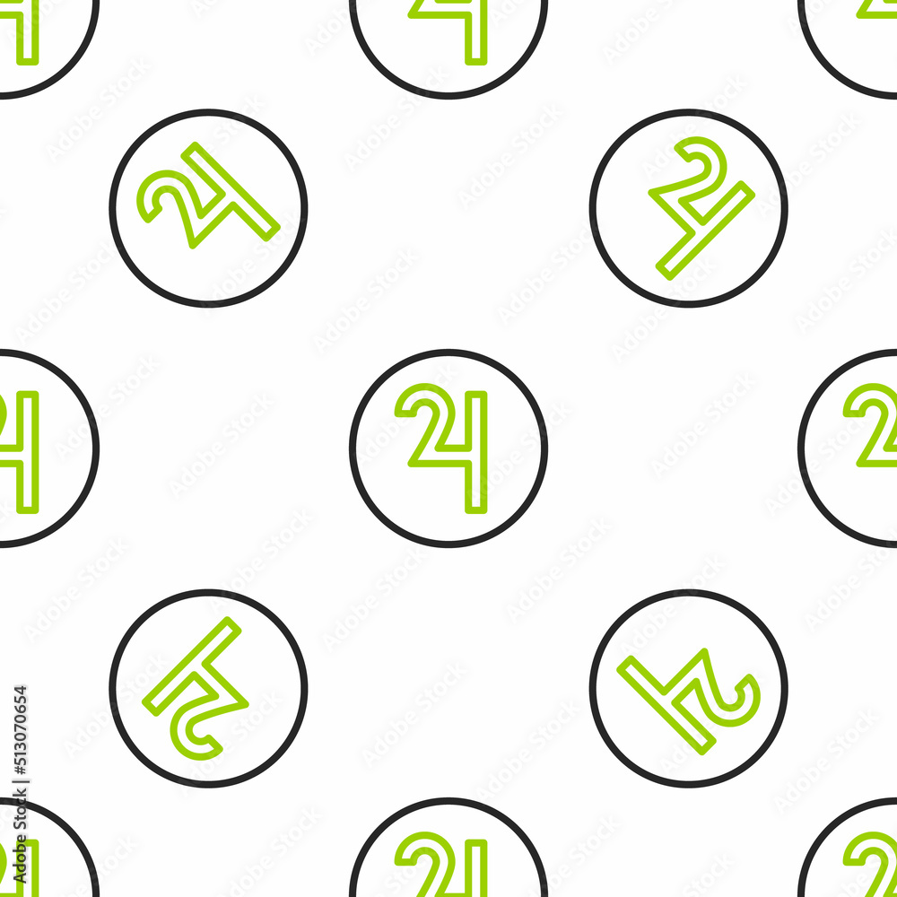 Poster line ancient astrological symbol of jupiter icon isolated seamless pattern on white background. astr