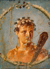 Roman Pompeian fresco representing mitolgical figures