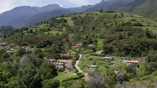 Aerial view of Escaguey town Merida State, Venezuela. Escag&uuml;ey is a beautiful village in M&eacute;rida state, Venezuela. It has an elevation of 2,206 metres over see level. 