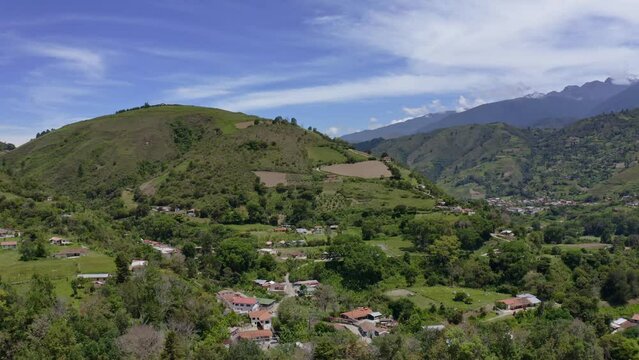 Aerial view of Escaguey town Merida State, Venezuela. Escag&uuml;ey is a beautiful village in M&eacute;rida state, Venezuela. It has an elevation of 2,206 metres over see level. 
