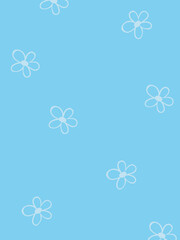 blue background with bunch of flowers