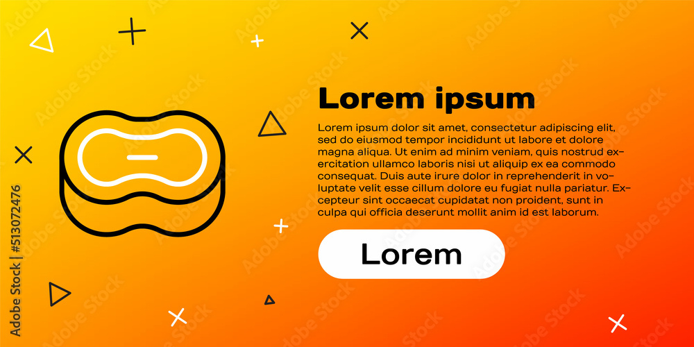 Poster line bar of soap icon isolated on yellow background. soap bar with bubbles. colorful outline concept
