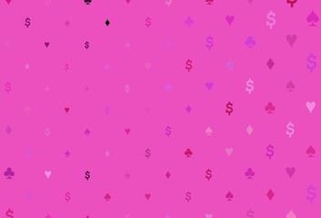 Light pink vector background with cards signs.