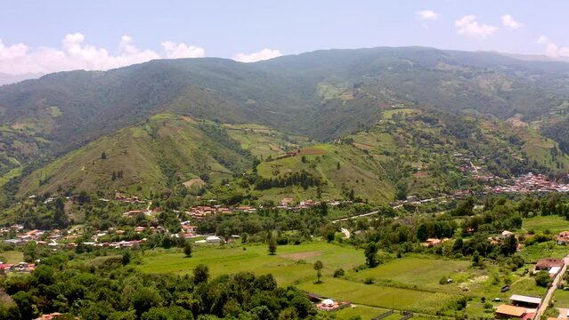 Aerial view of Escaguey town Merida State, Venezuela. Escag&uuml;ey is a beautiful village in M&eacute;rida state, Venezuela. It has an elevation of 2,206 metres over see level. 