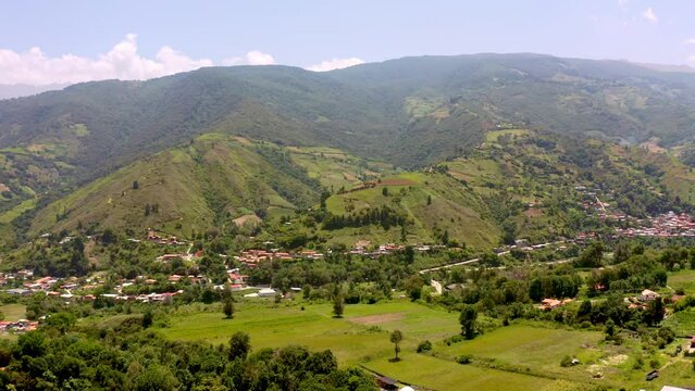 Panning view of Escaguey town Merida State, Venezuela. Escag&uuml;ey is a beautiful village in M&eacute;rida state, Venezuela. It has an elevation of 2,206 metres over see level. 