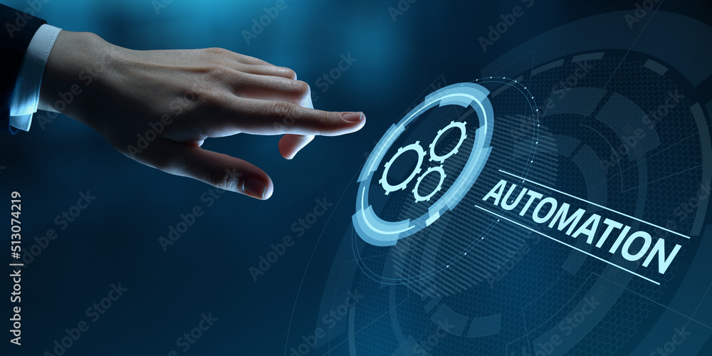 Poster automation software technology process system business concept