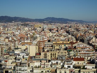 Fototapeta na wymiar [Spain] Townscape of Barcelona seen from the tower of Nativity Facade, Sagrada Familia Cathedral (Barcelona)