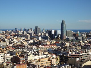 Fototapeta na wymiar [Spain] Townscape of Barcelona seen from the tower of Nativity Facade, Sagrada Familia Cathedral (Barcelona)