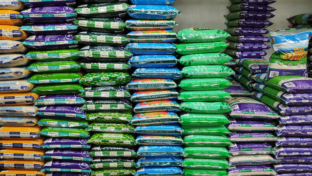 Various type of rice sold in store in Johor Bahru, Malaysia