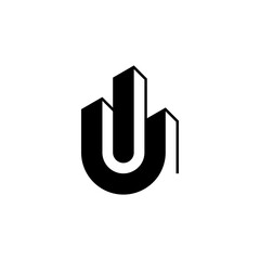 u initial building logo design vector template © Stock