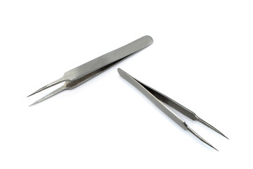 Tweezers isolated on white background.	