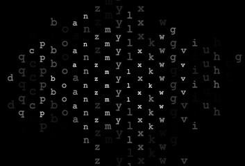 Dark silver, gray vector texture with ABC characters.