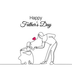 Father and Daughter Performing on stage line art vector isolated. Father's Day