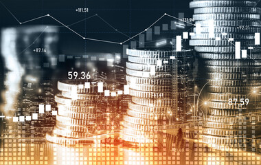 Finance and money technology background concept of business prosperity and asset management ....