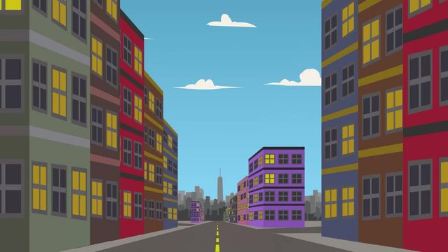 Movement along the street cartoon