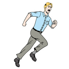 アメコミタッチの泣きながら走る男性