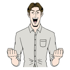 アメコミタッチの気合入れる男性