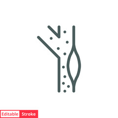 High cholesterol icon. Simple outline style. Artery blocked by cholesterol, atherosclerosis concept. Thin line vector illustration isolated on white background. Editable stroke. EPS 10.