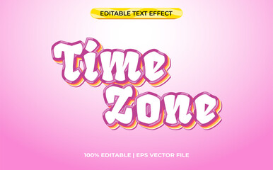 time 3d text effect with colorfu; theme. pink typography template for kids event