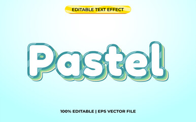 pastel 3d text effect with cute and pastel theme. blue typography template for kids
