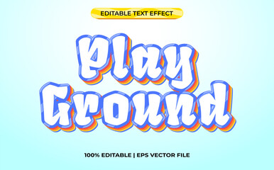 Obraz premium play ground 3d text effect with kids theme. colorful typography template for kids