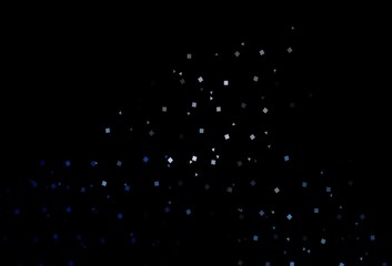 Dark BLUE vector background with triangles, circles, cubes.