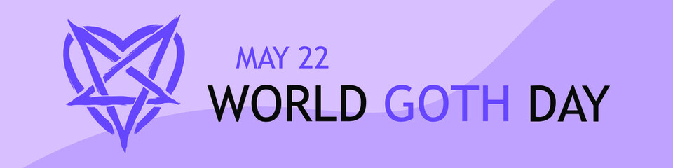 May 22, World Goth Day banner or background. Pentagram in heart modern logo design illustration. Vector EPS 10