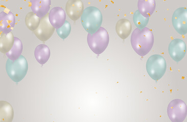 Happy Birthday Balloons Banner Background Illustration Place for text, Celebration, festival, greeting banner, card, poster.