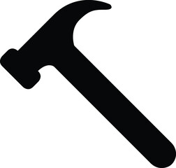 Hammer silhouette icon on a white background, Vector illustration design. hammers are used for general carpentry, framing, nail pulling and so on.