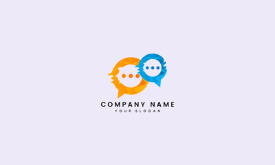 Circle Blue and orange wave bubble chat logo abstract