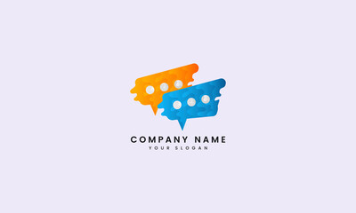 Speak Wave Blue and orange chat logo abstract