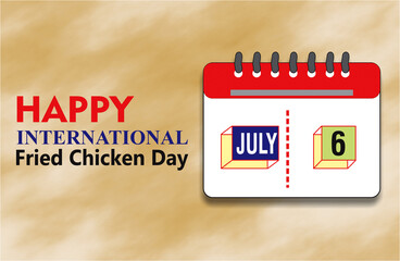 International fried chicken day July 6, card design for national fried chicken day celebration. Protein food concept illustration.