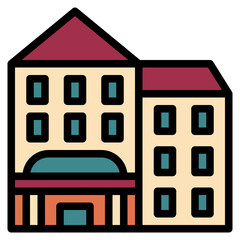 hotel outline filled color icon