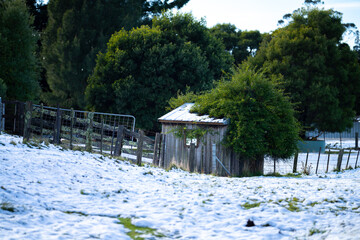 ice on the road on a mountain in winter in australia